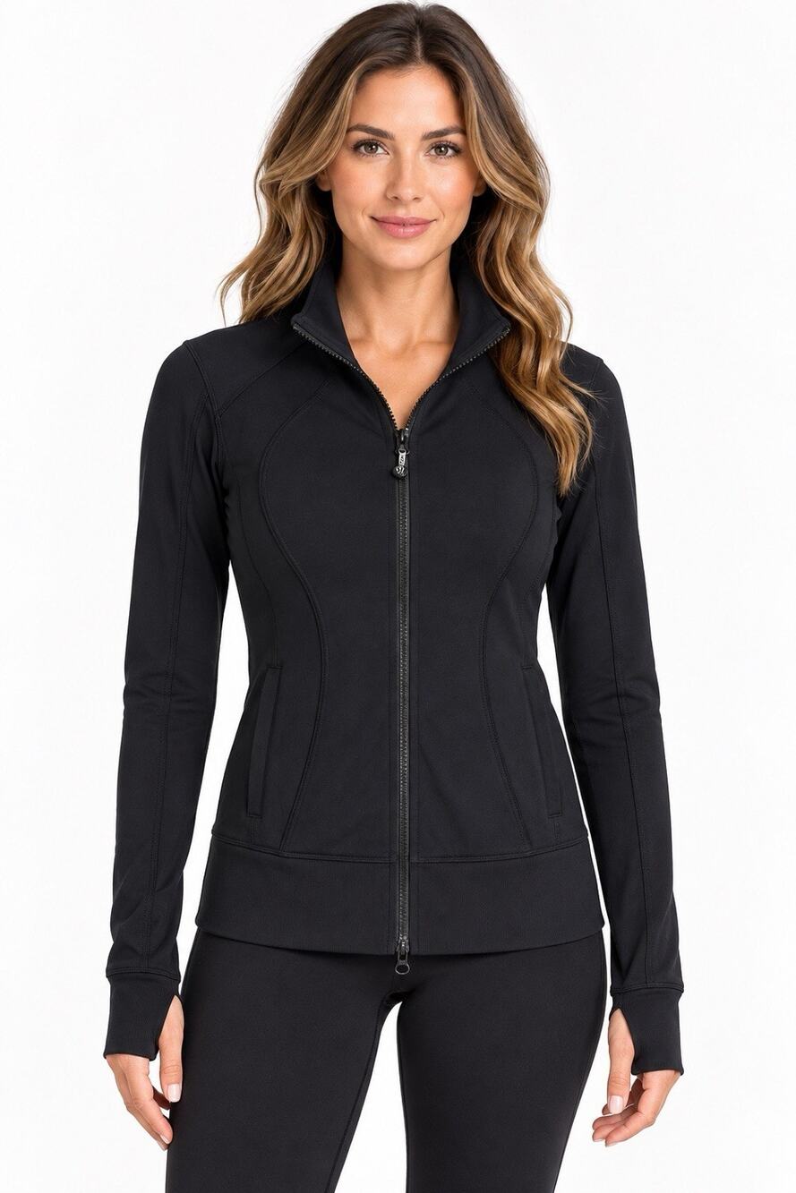 Lululemon In Stride Jacket Women Size 4 Black Full Zip High Neck Activewear